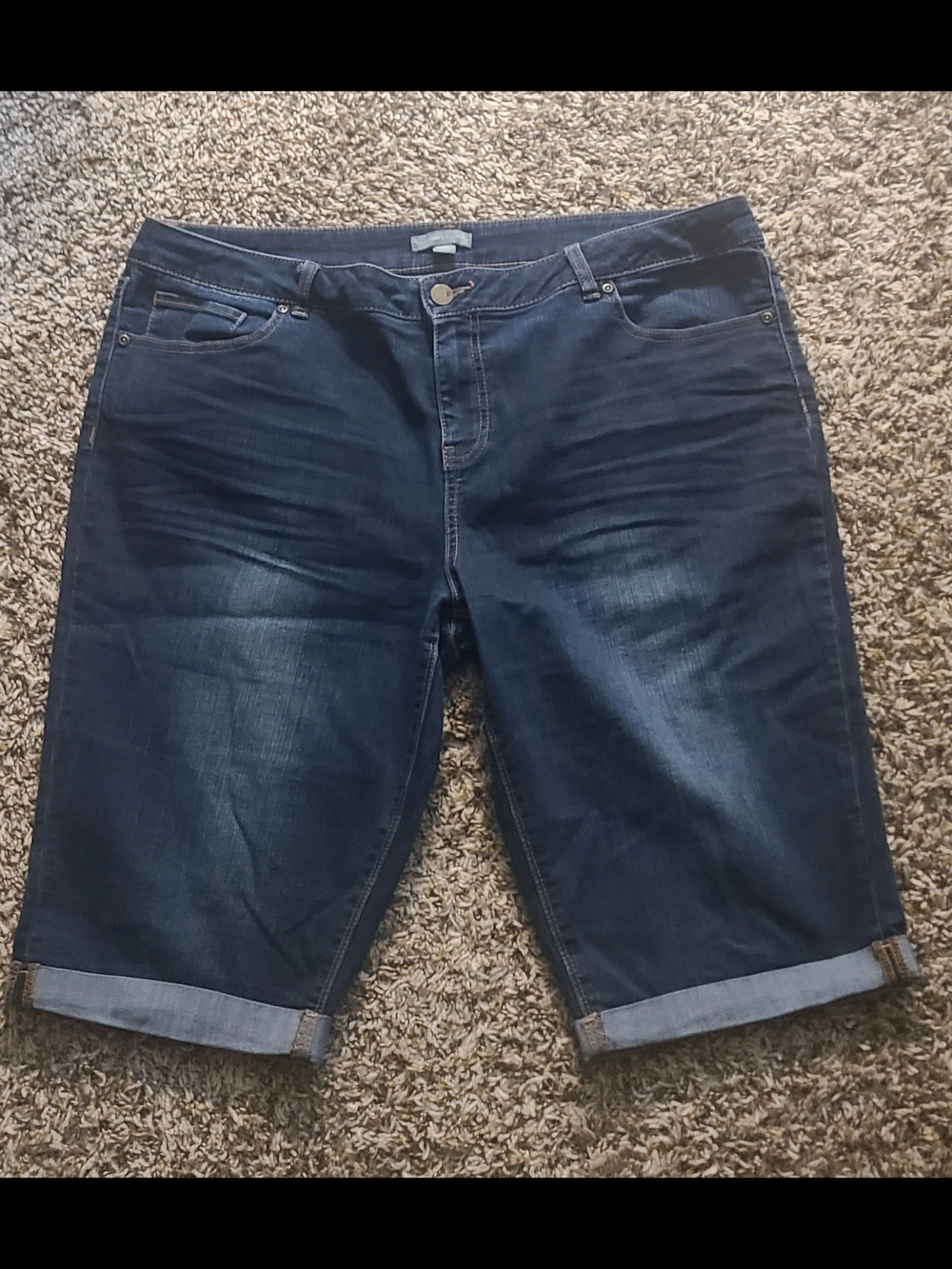 New York & Company Dark Blue Denim  Bermuda Shorts